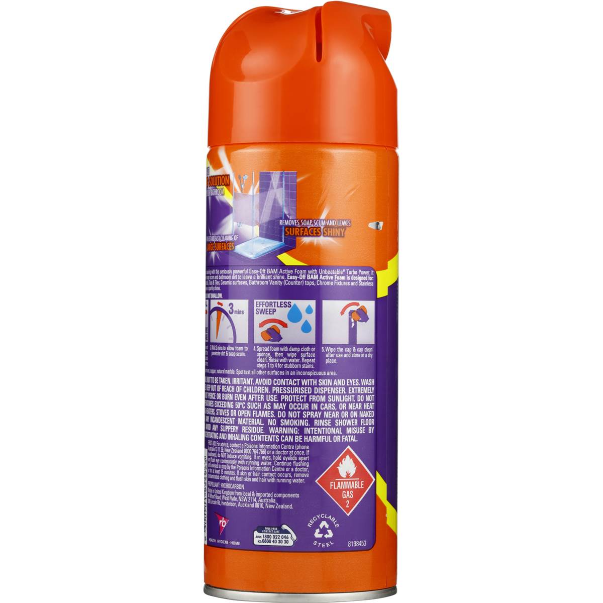 Easy Off Bam Bathroom Cleaner Active Foam Lemon Zing 390g Woolworths