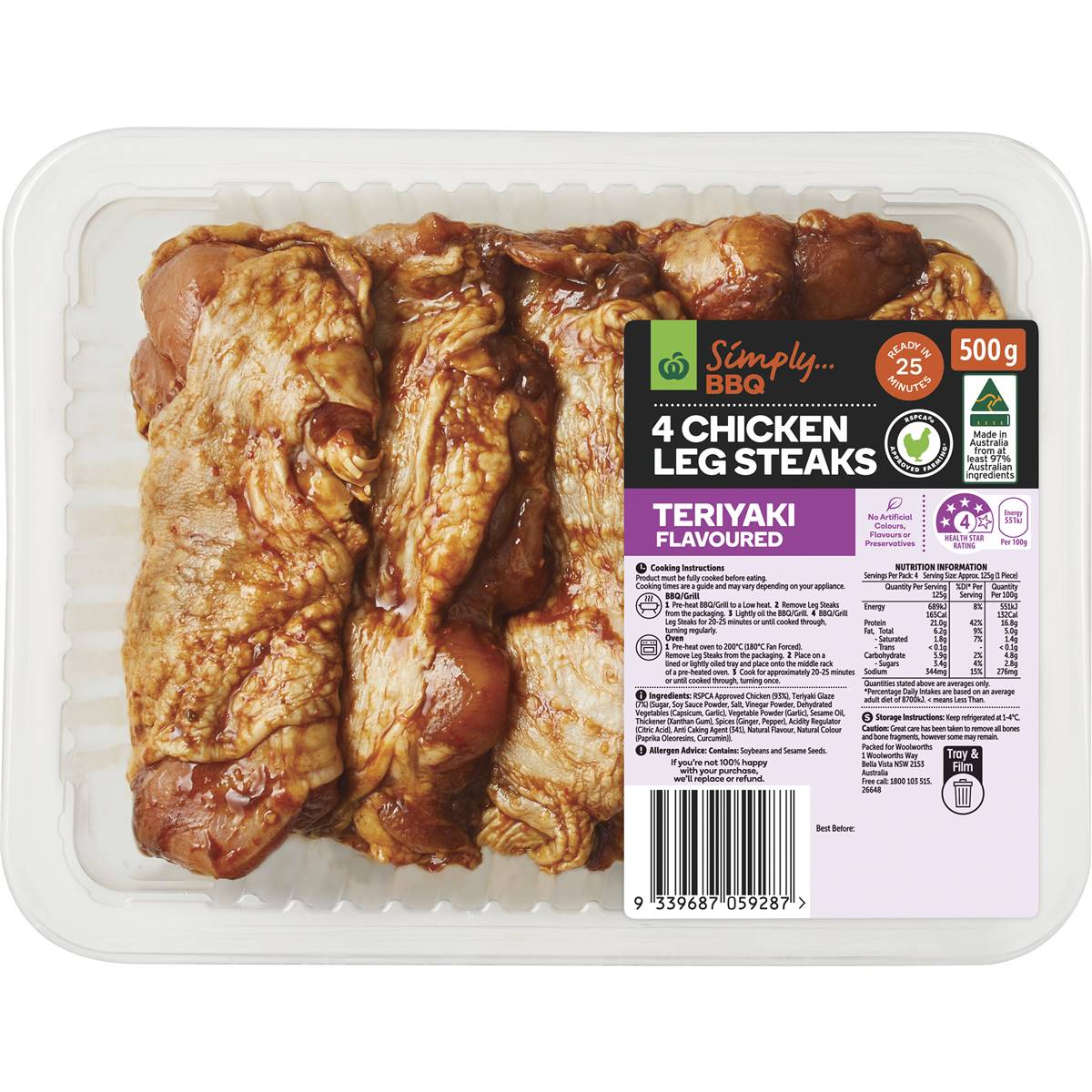 Woolworths Chicken Leg Steaks Teriyaki 500g Woolworths