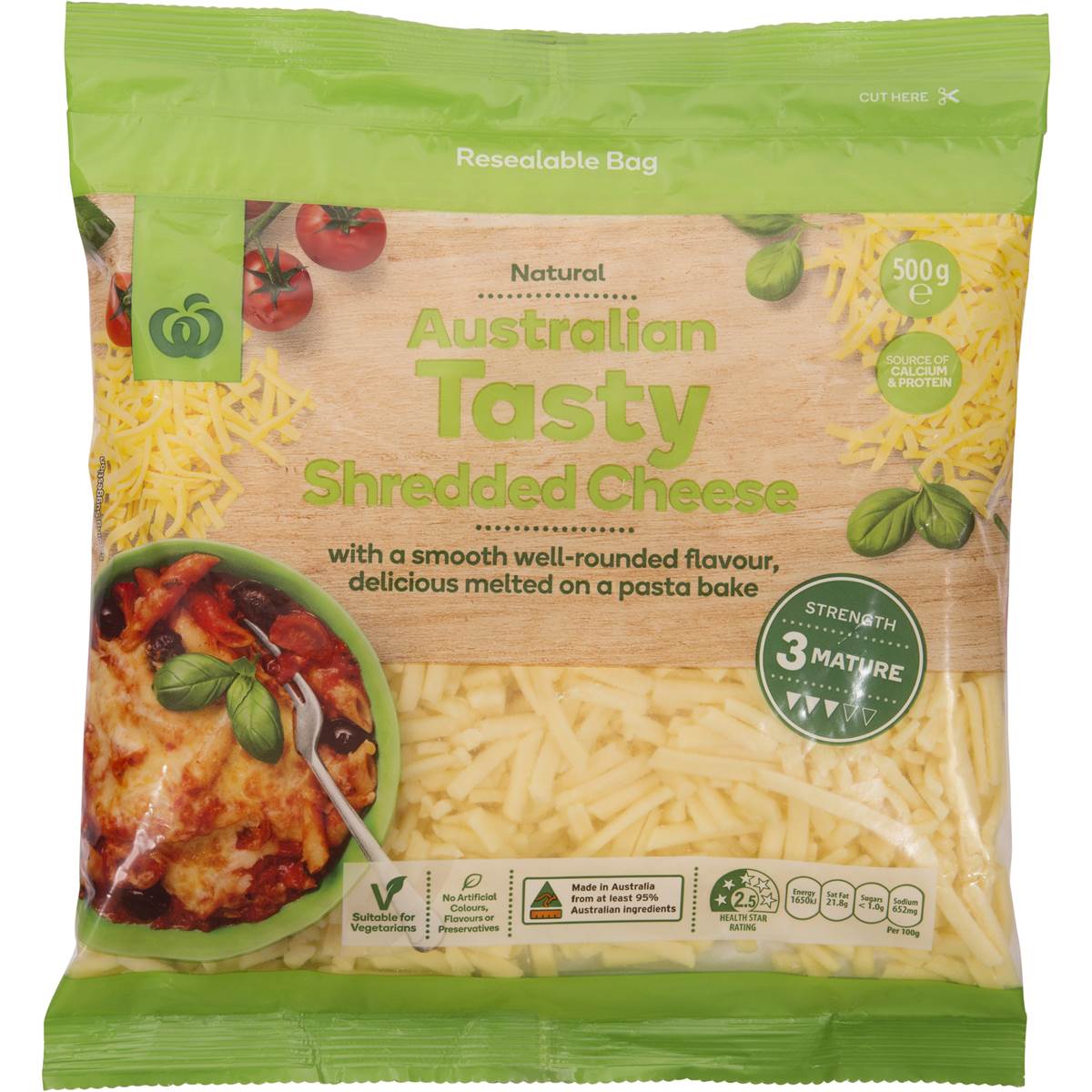 Woolworths Select Shredded Tasty Cheese 500g | Woolworths