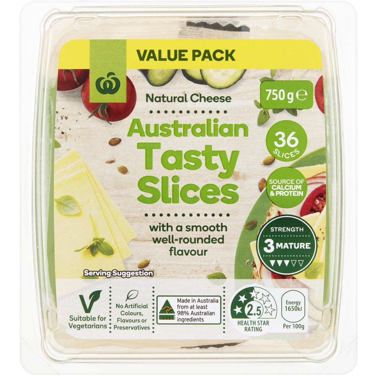 Woolworths Tasty Cheese Slices 750g Woolworths