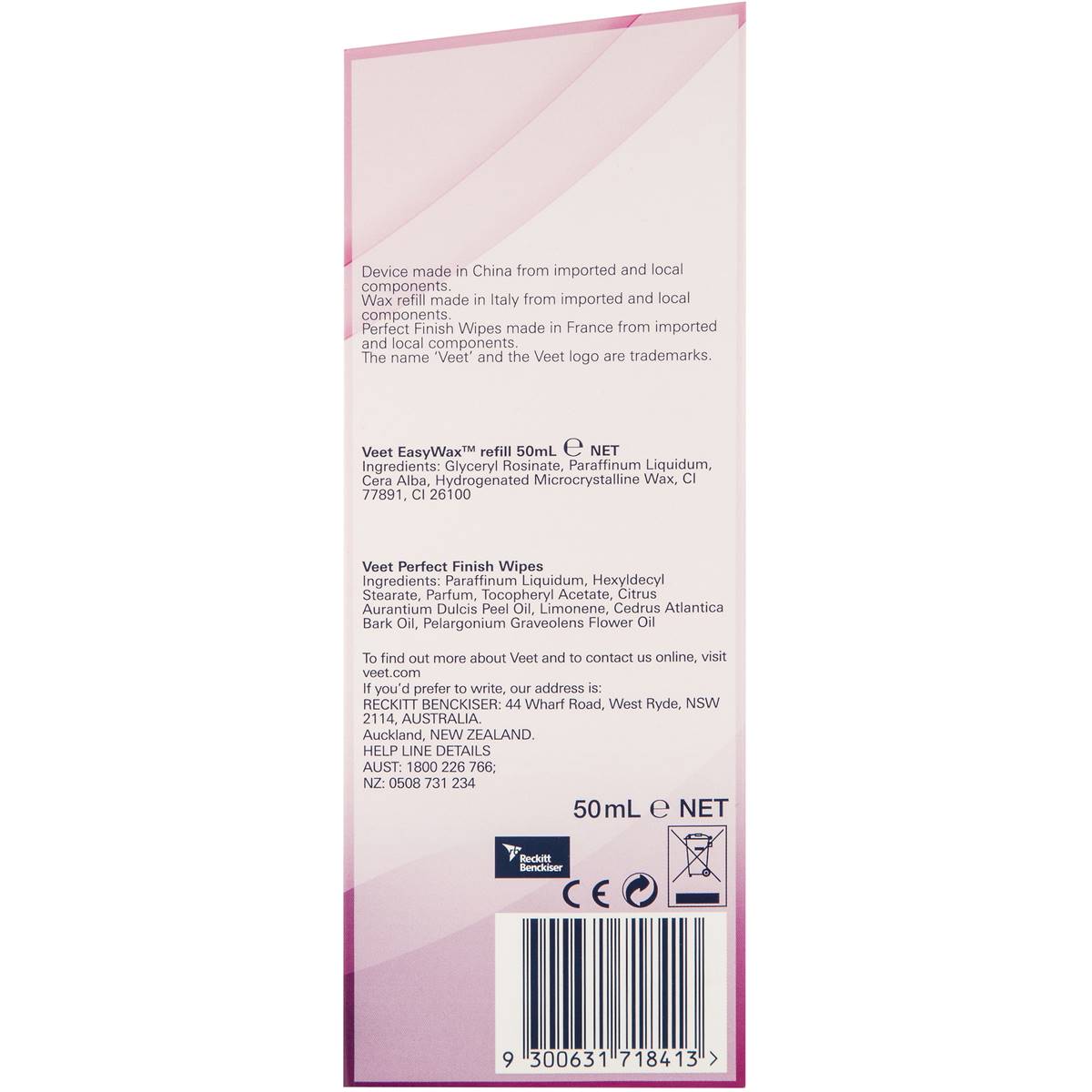 Veet Easy Hair Removal Wax Electrical Roll On Kit 50ml Woolworths