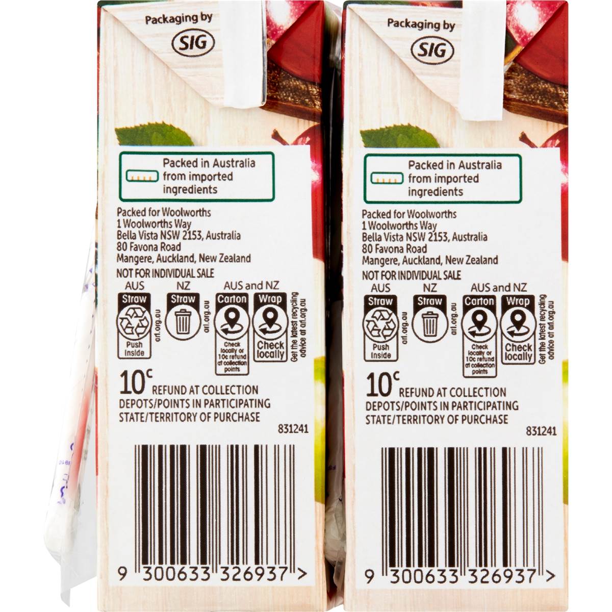 Woolworths Apple & Blackcurrant Juice Multipack 250ml X 6 Pack Woolworths