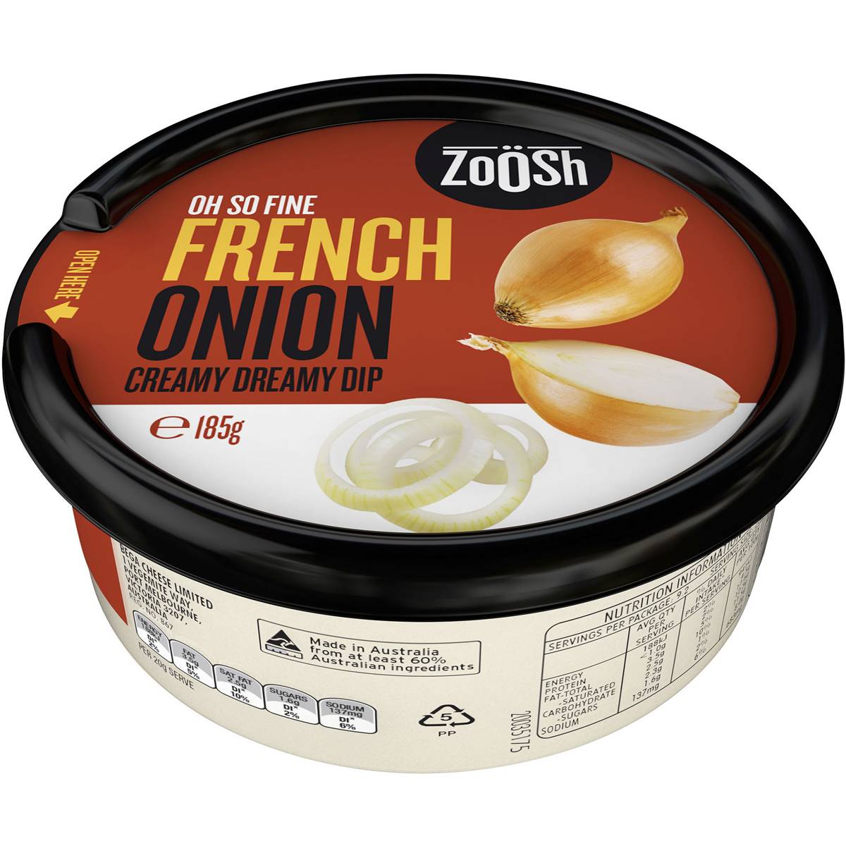 Zoosh French Onion Dip 185g Woolworths