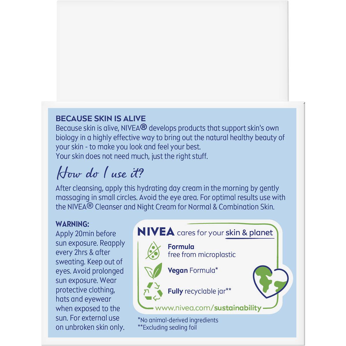 Nivea Hydrating Day Face Cream Moisturiser With Spf30 50ml Woolworths