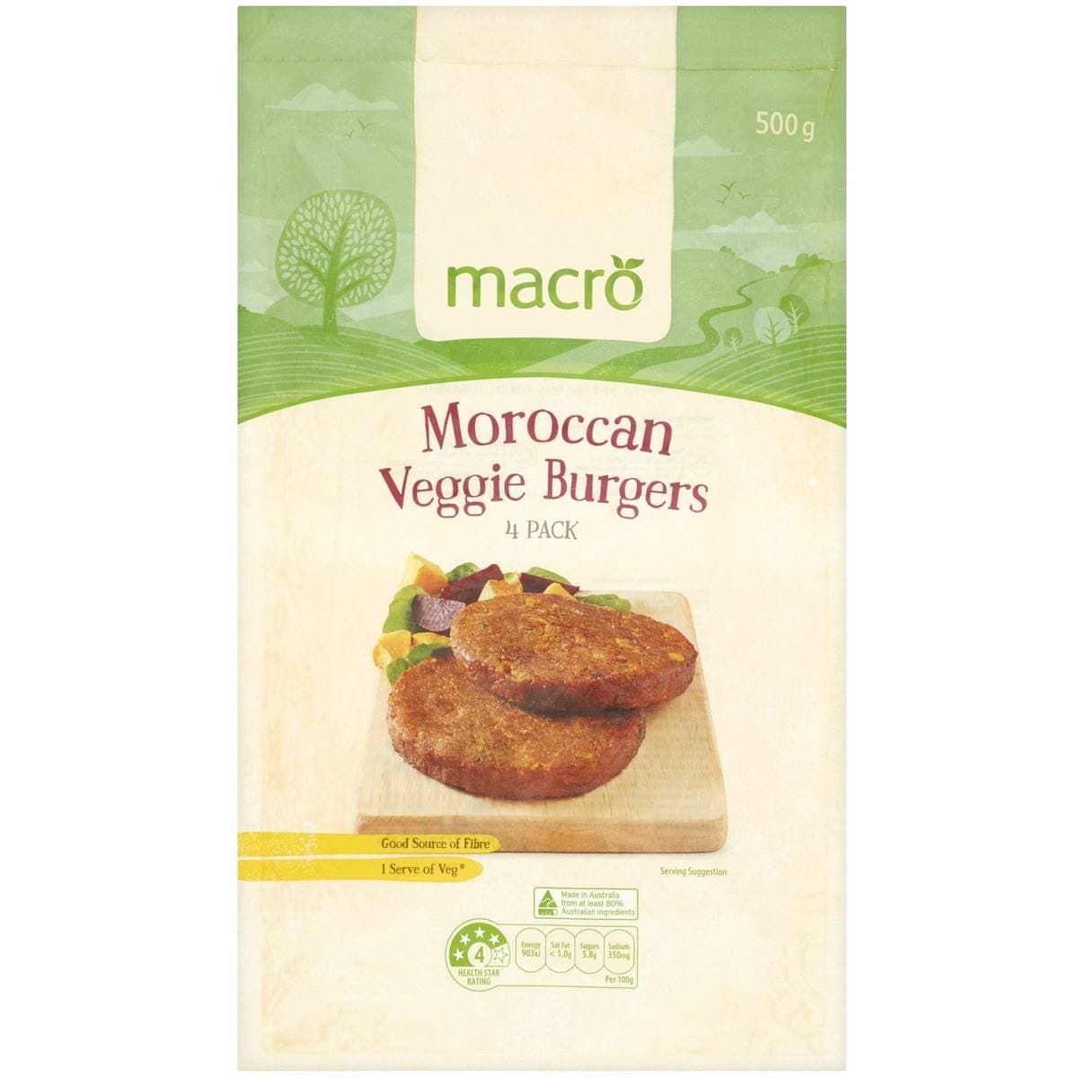 Macro Moroccan Vegge Burger 4 Pack Woolworths