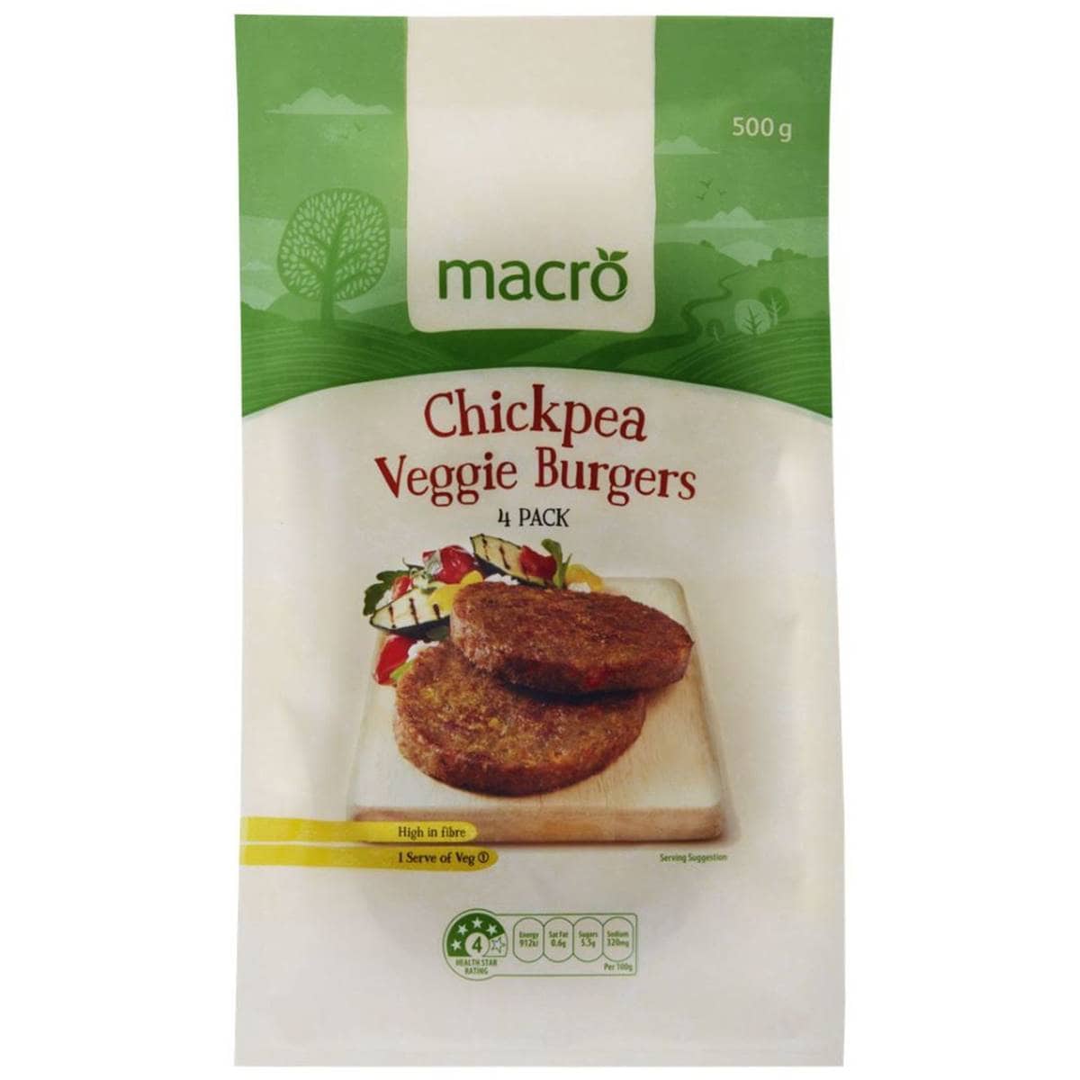 Macro Chickpea Veggie Burgers 500g Woolworths