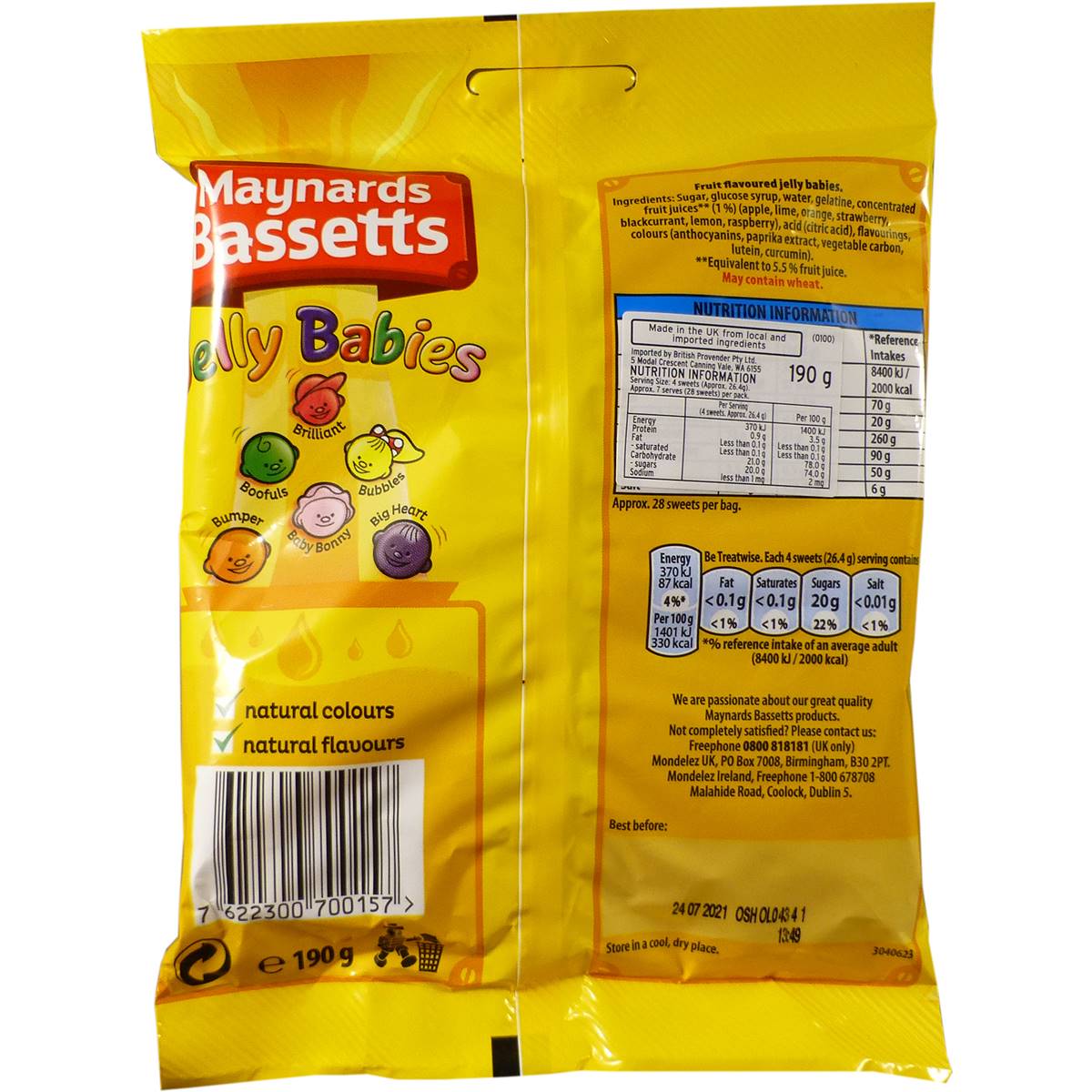 Maynards Bassetts Jelly Babies 190g Woolworths