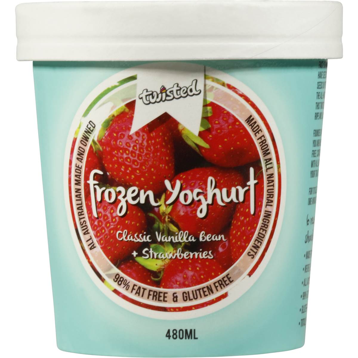 Twisted Frozen Yoghurt Strawberry & Vanilla 450ml tub | Woolworths