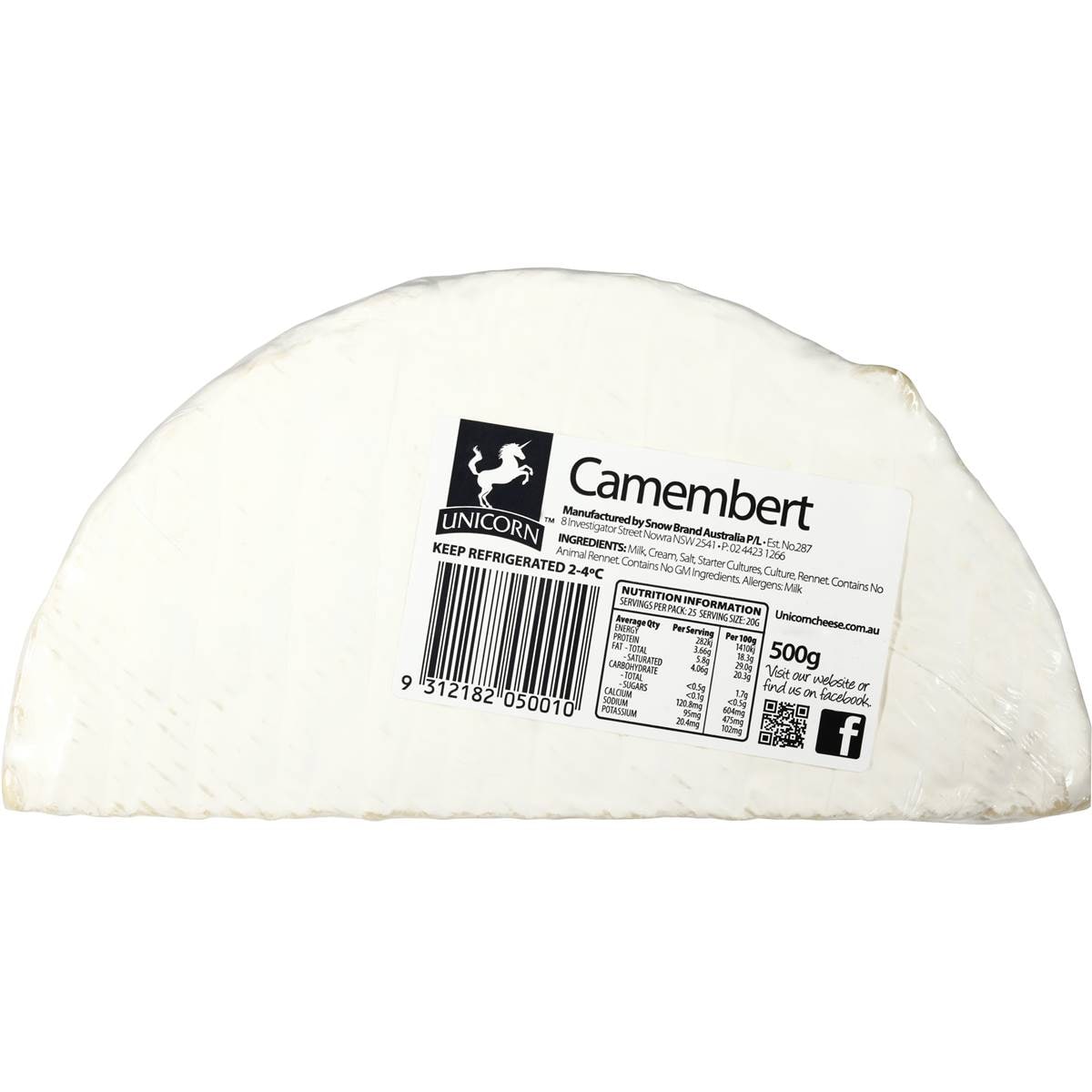 Unicorn Camembert Cheese 500g Woolworths