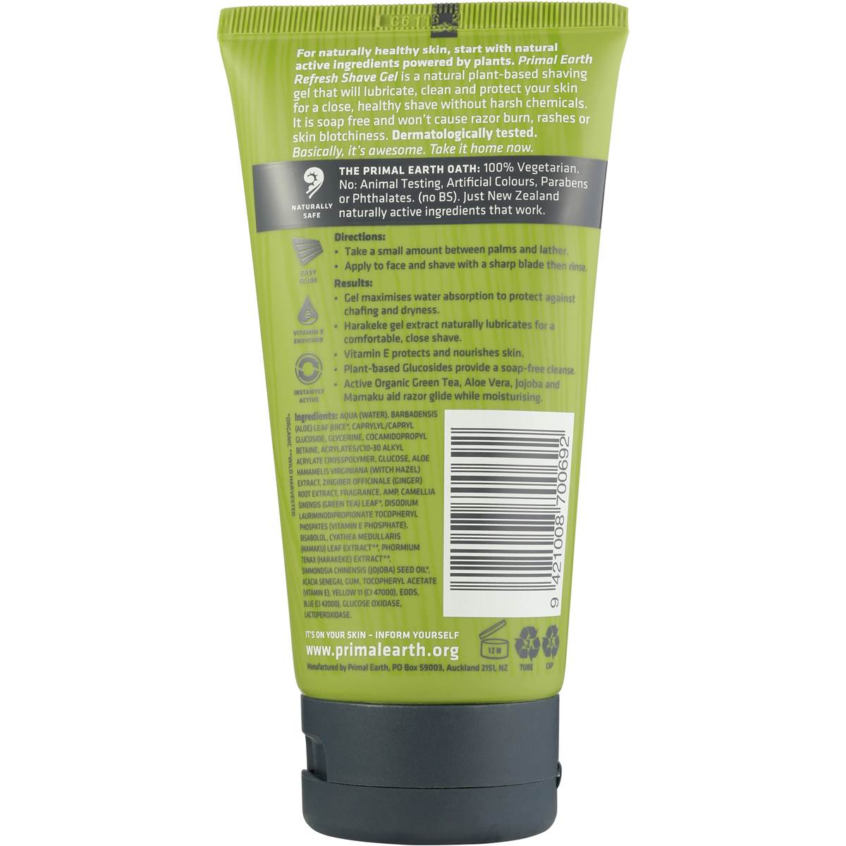 Primal Earth Shave Gel Refresh 140ml Woolworths
