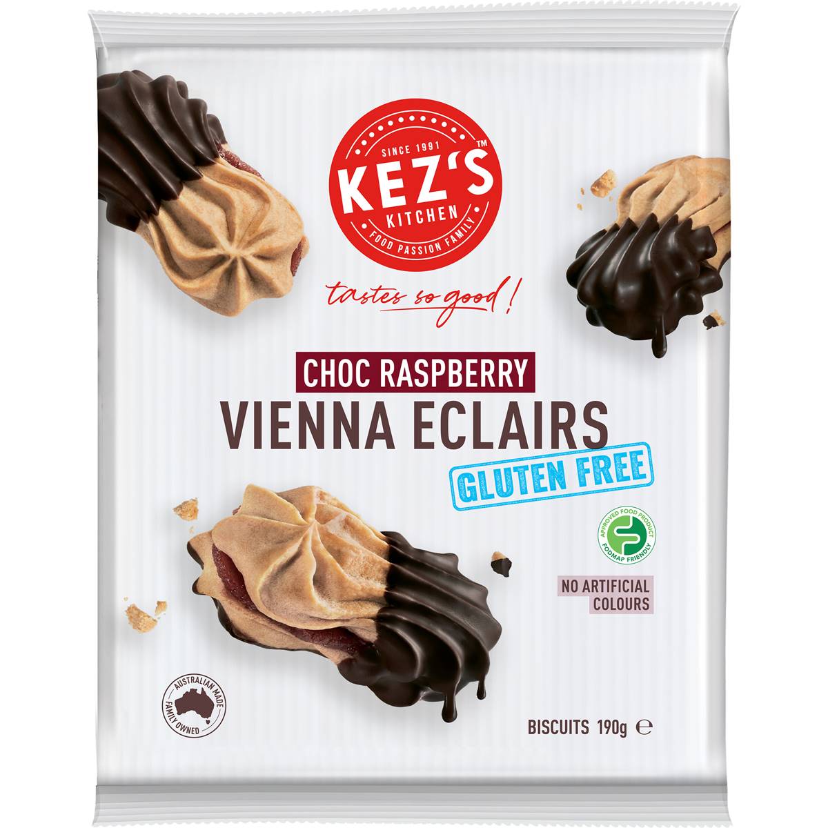 Kez's Kitchen Kitchen Gluten Free Choc Raspberry Vienna Eclairs