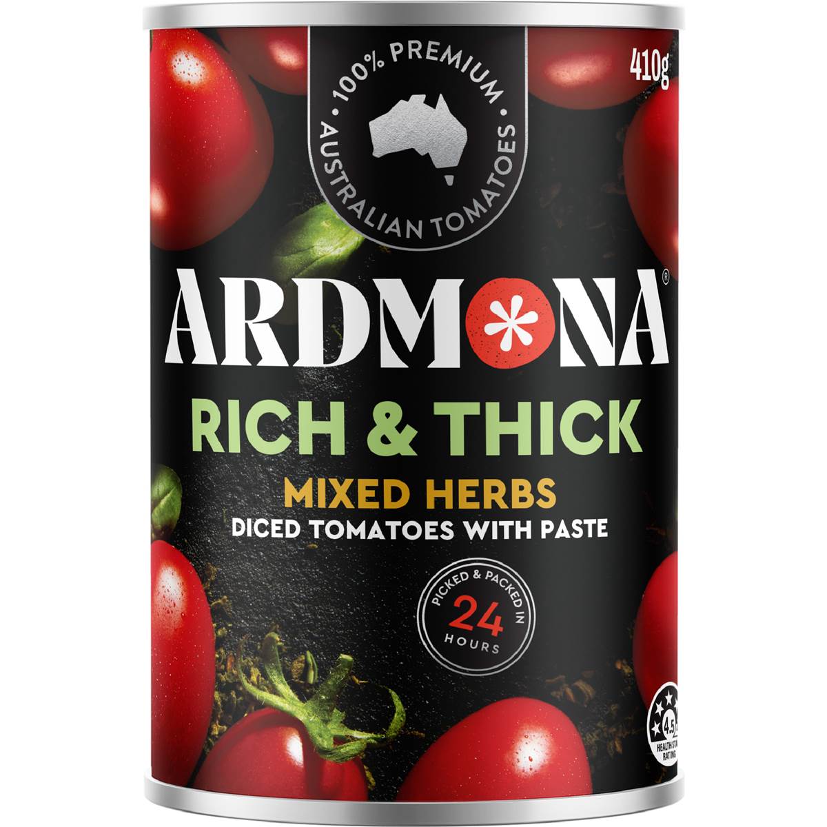 Ardmona Rich & Thick Diced Tomatos With Paste Mixed Herbs 410g Woolworths