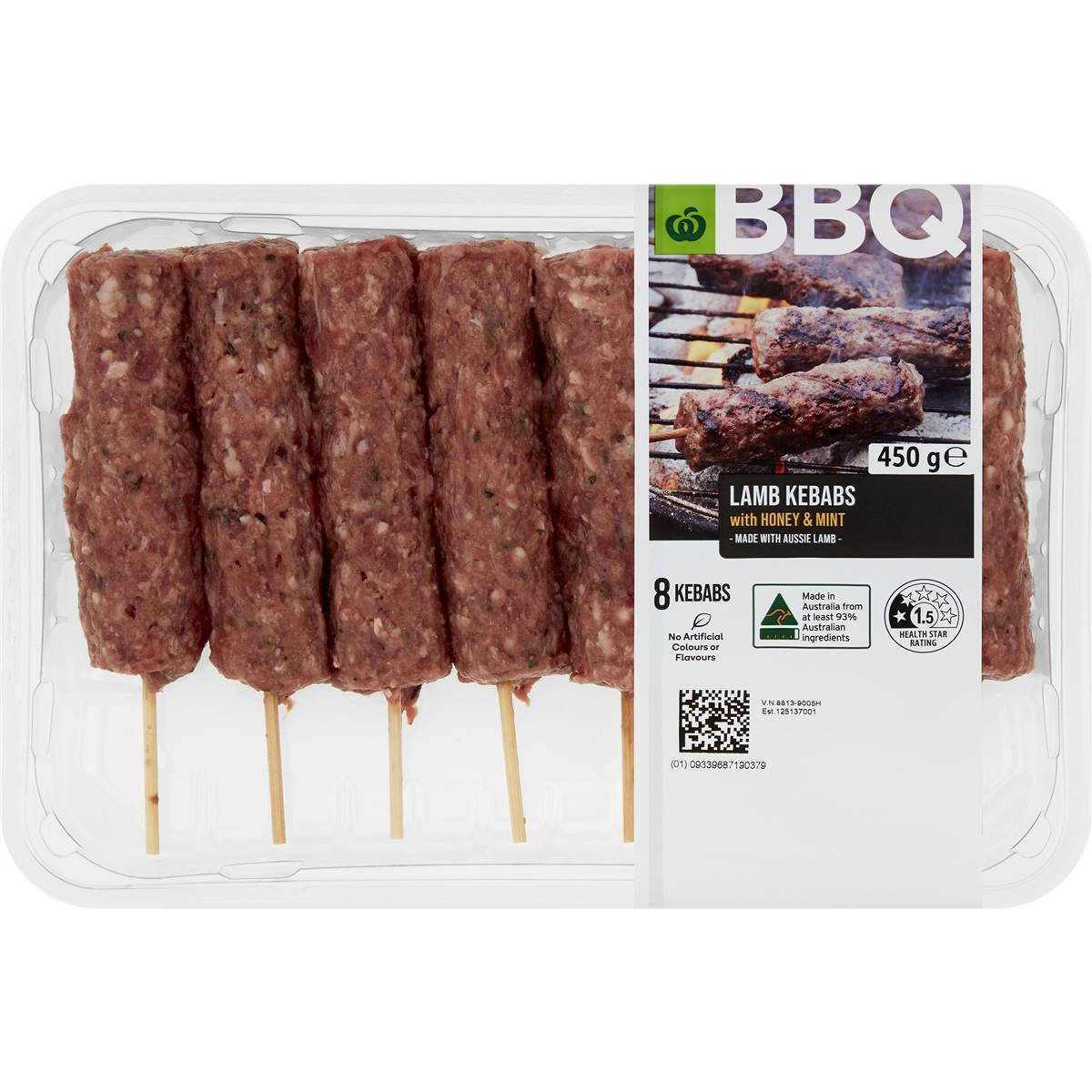 Woolworths BBQ Lamb Kebabs With Mint Honey 450G Woolworths