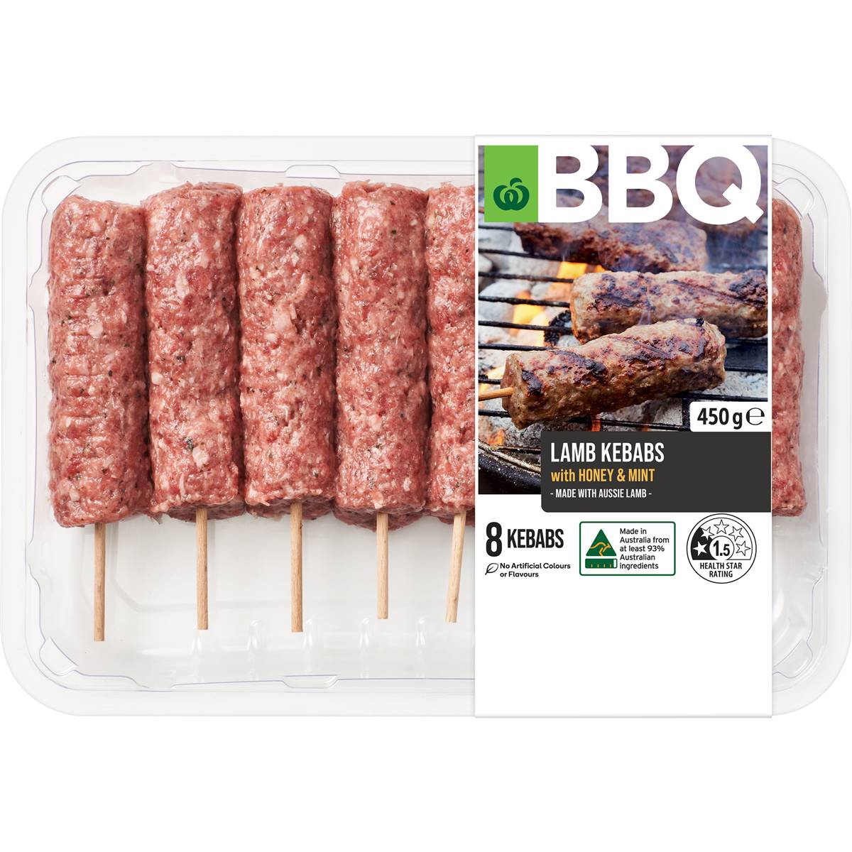 Woolworths Bbq Lamb Kebabs With Mint & Honey 450g Woolworths