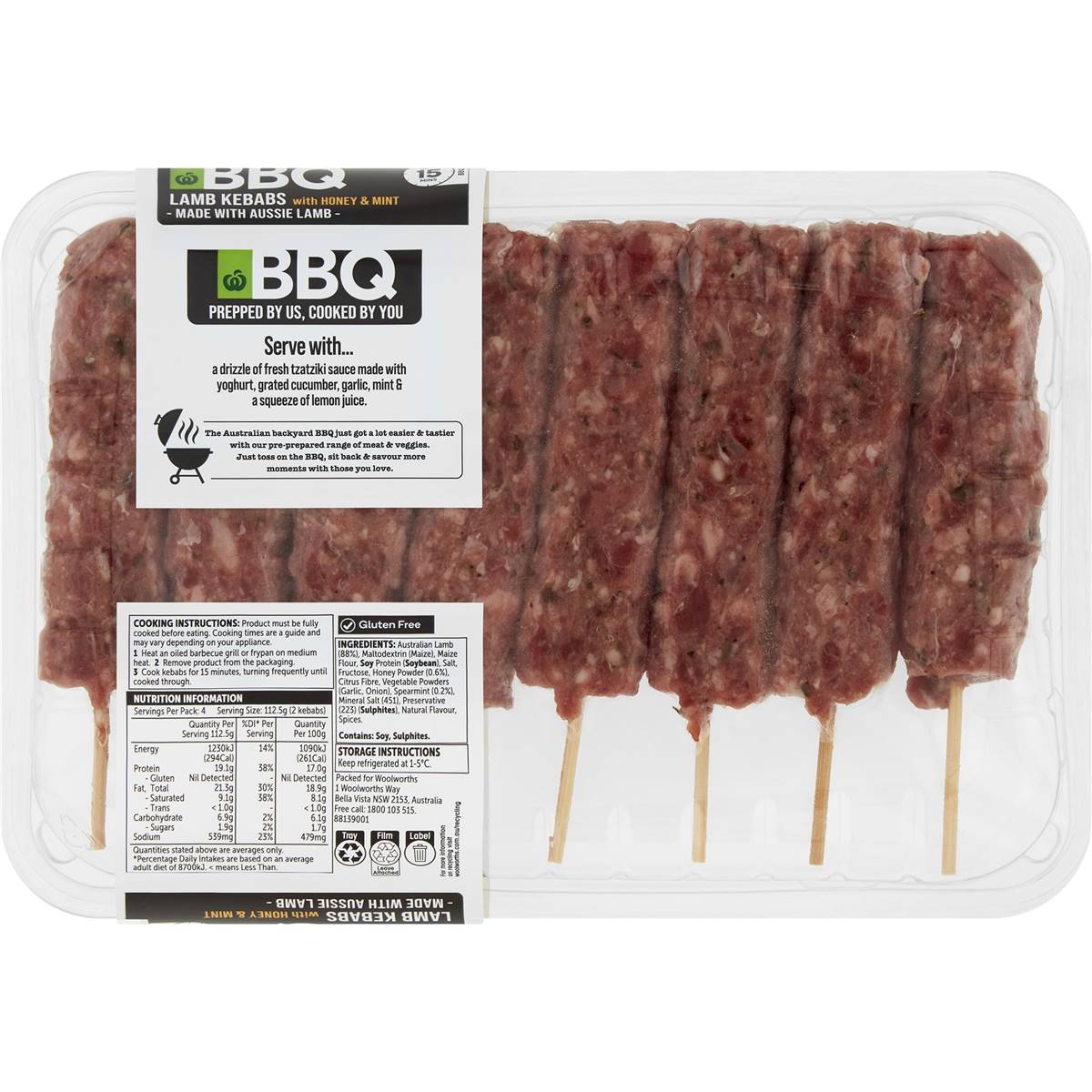 Woolworths Bbq Lamb Kebabs With Mint & Honey 450g Woolworths