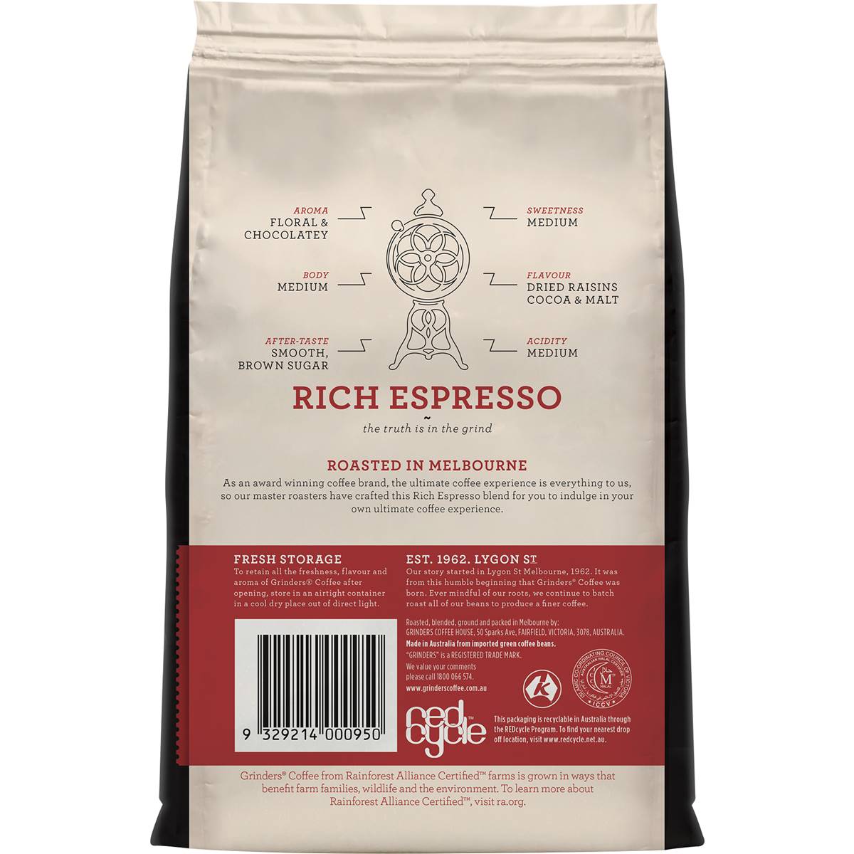 Grinders Rich Espresso Ground Coffee 200g Woolworths