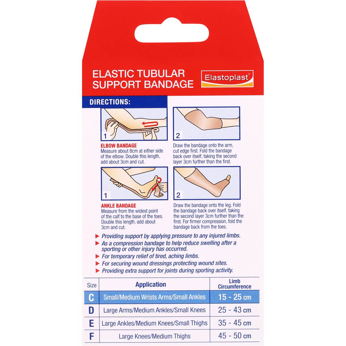 Elastoplast Tubular Support Adult Strappings Size C Bandage 24pk
