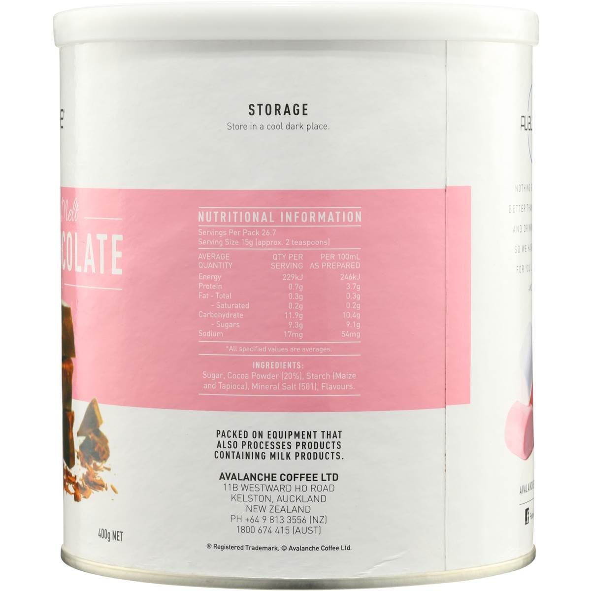 Avalanche Marshmallow Melt Drinking Chocolate 400g Woolworths