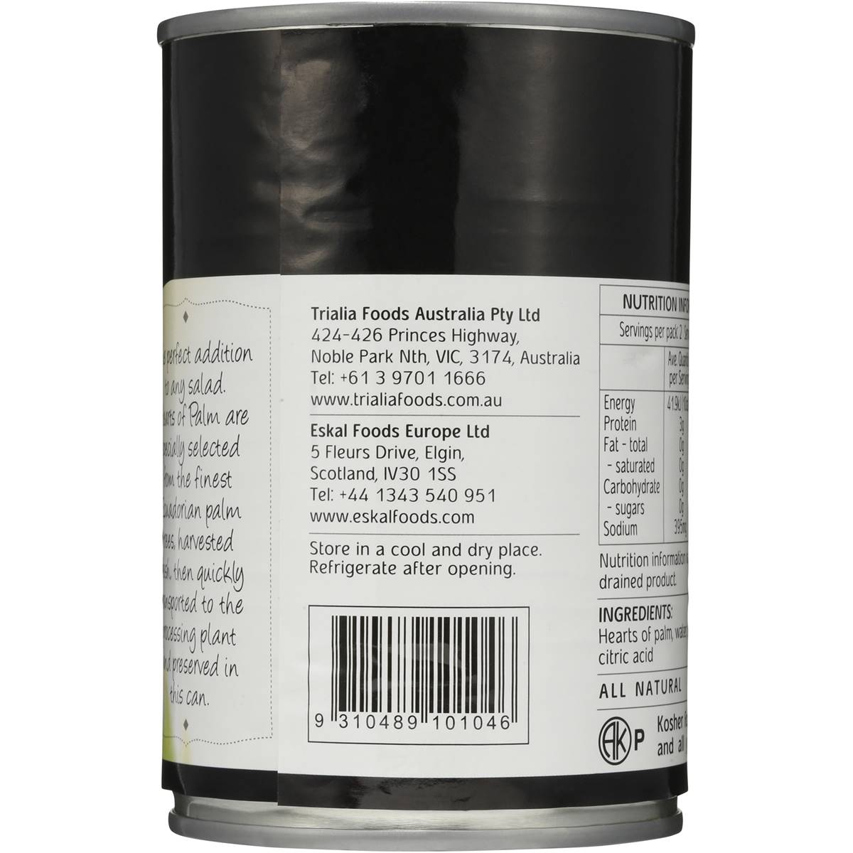 Eskal Sliced Hearts Of Palm 400g Woolworths