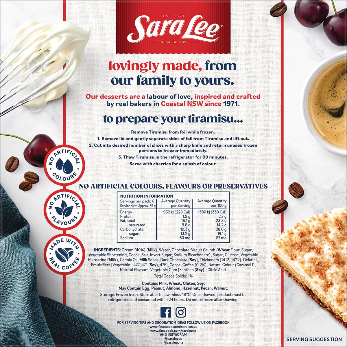 Sara Lee Tiramisu 415g | Woolworths