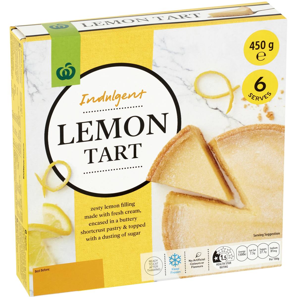 Woolworths Lemon Tart 450g Woolworths
