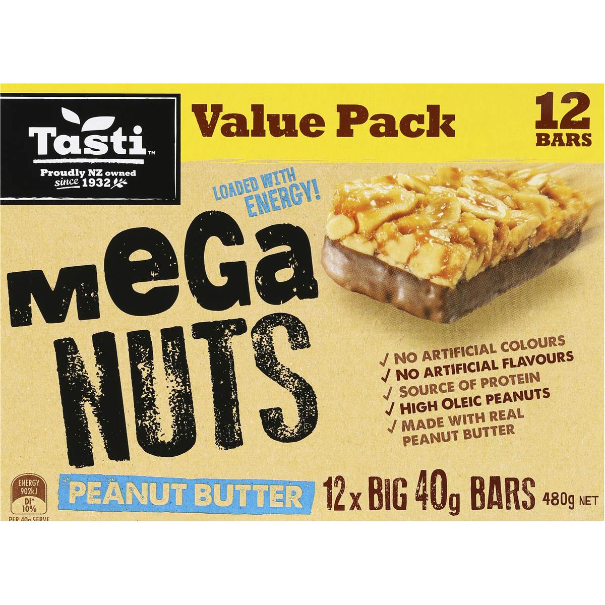 Tasti Nut Bar Value Pack Mega Nuts Peanut Butter 480g Woolworths