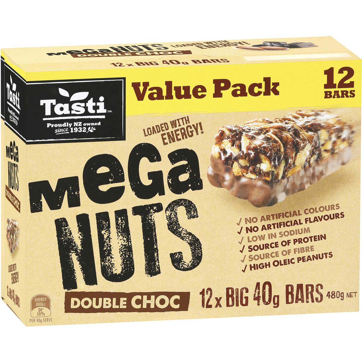 Tasti Nut Bar Value Pack Mega Nuts Double Choc 480g Woolworths