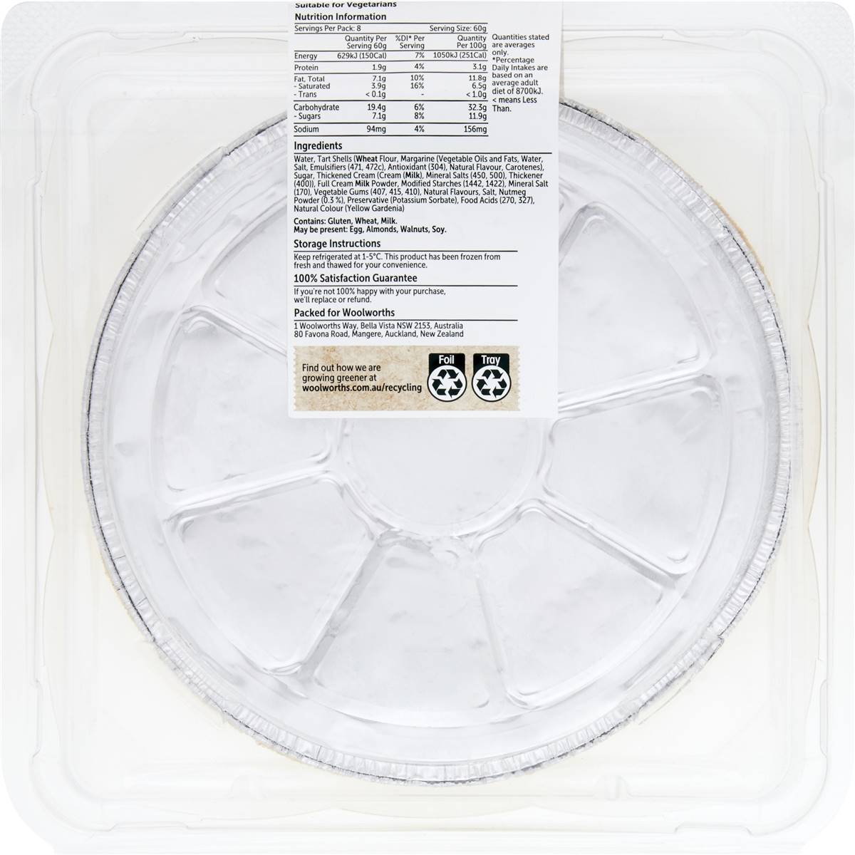 Woolworths Tarts Large Custard 480g Woolworths