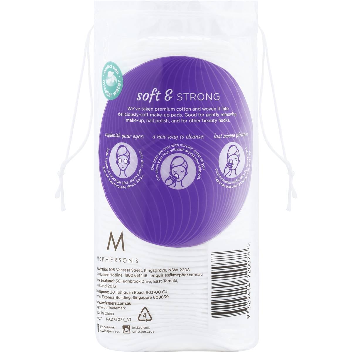 Swisspers Cotton Large Make Up Pads 50 Pack Woolworths