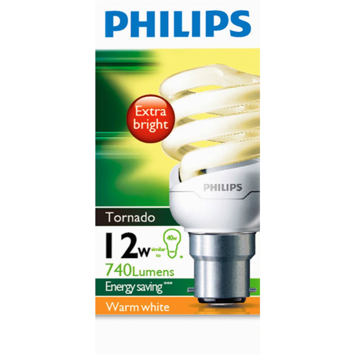 Philips Cfl Tornado Warm White 12w Bc Base Each | Woolworths