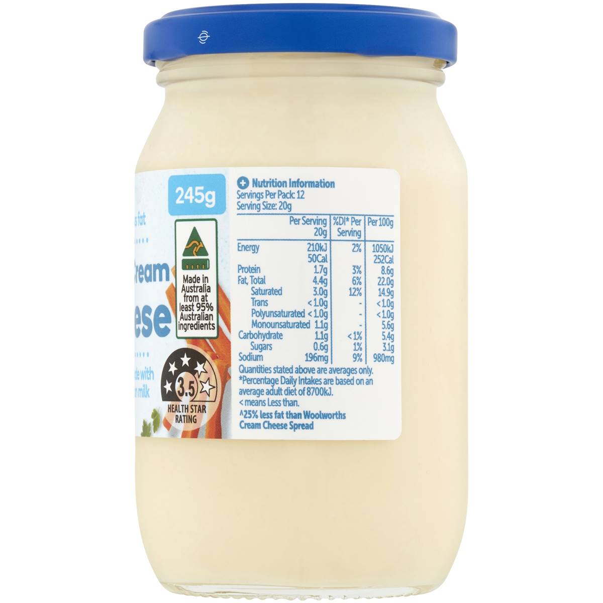 Woolworths Light Cream Cheese Spread 245g Woolworths