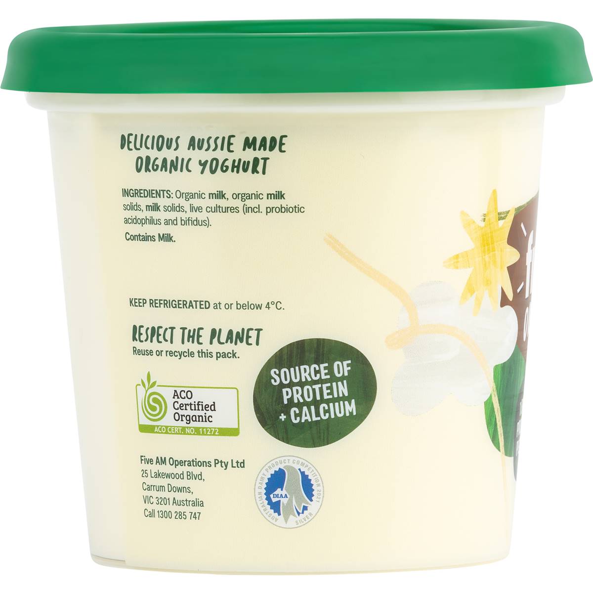 Fiveam Organic Natural Yoghurt No Added Sugar 700g Woolworths