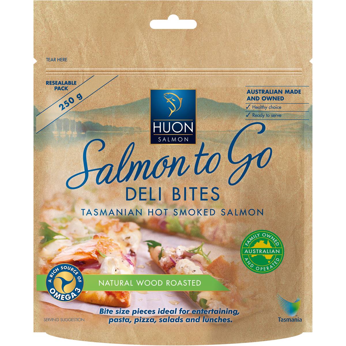 Huon Tasmanian Smoked Salmon Deli Bites Natural 250g Woolworths