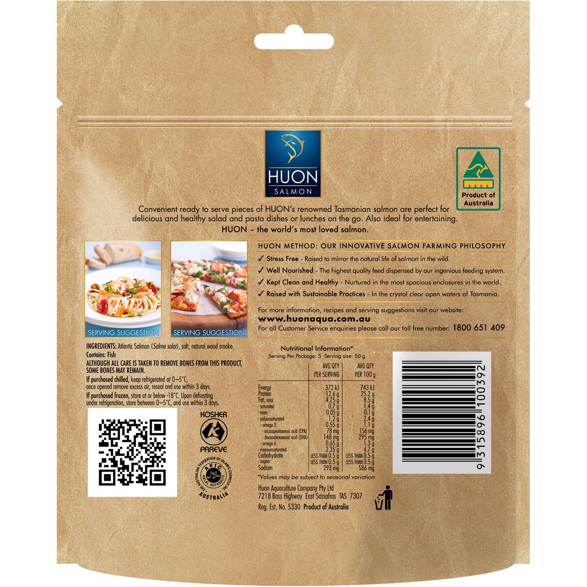 Huon Tasmanian Smoked Salmon Deli Bites Natural 250g Woolworths