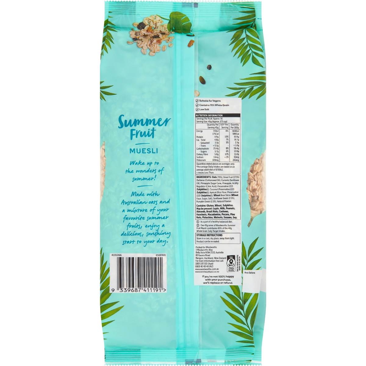 Woolworths Summer Fruit Muesli 750g Woolworths