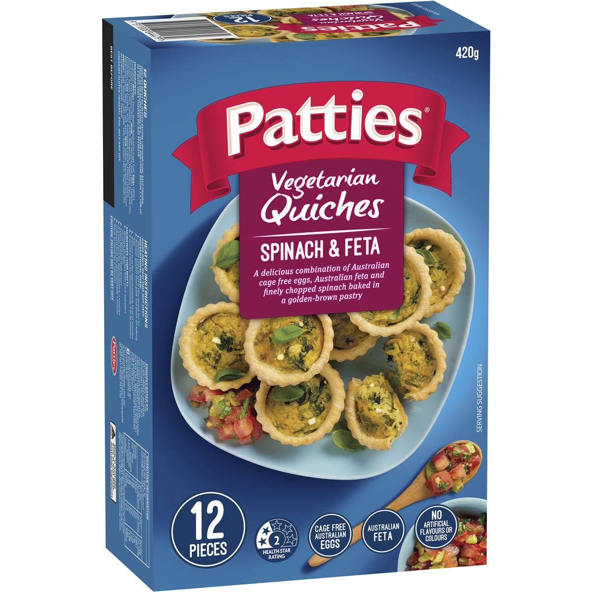 Patties Mini Party Quiche Spinach & Fetta 12 Pack Woolworths