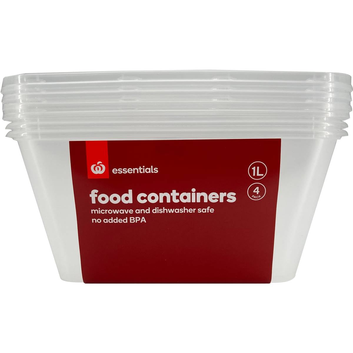 Essentials Plasticware Food Storage 1l 4 Pack Woolworths