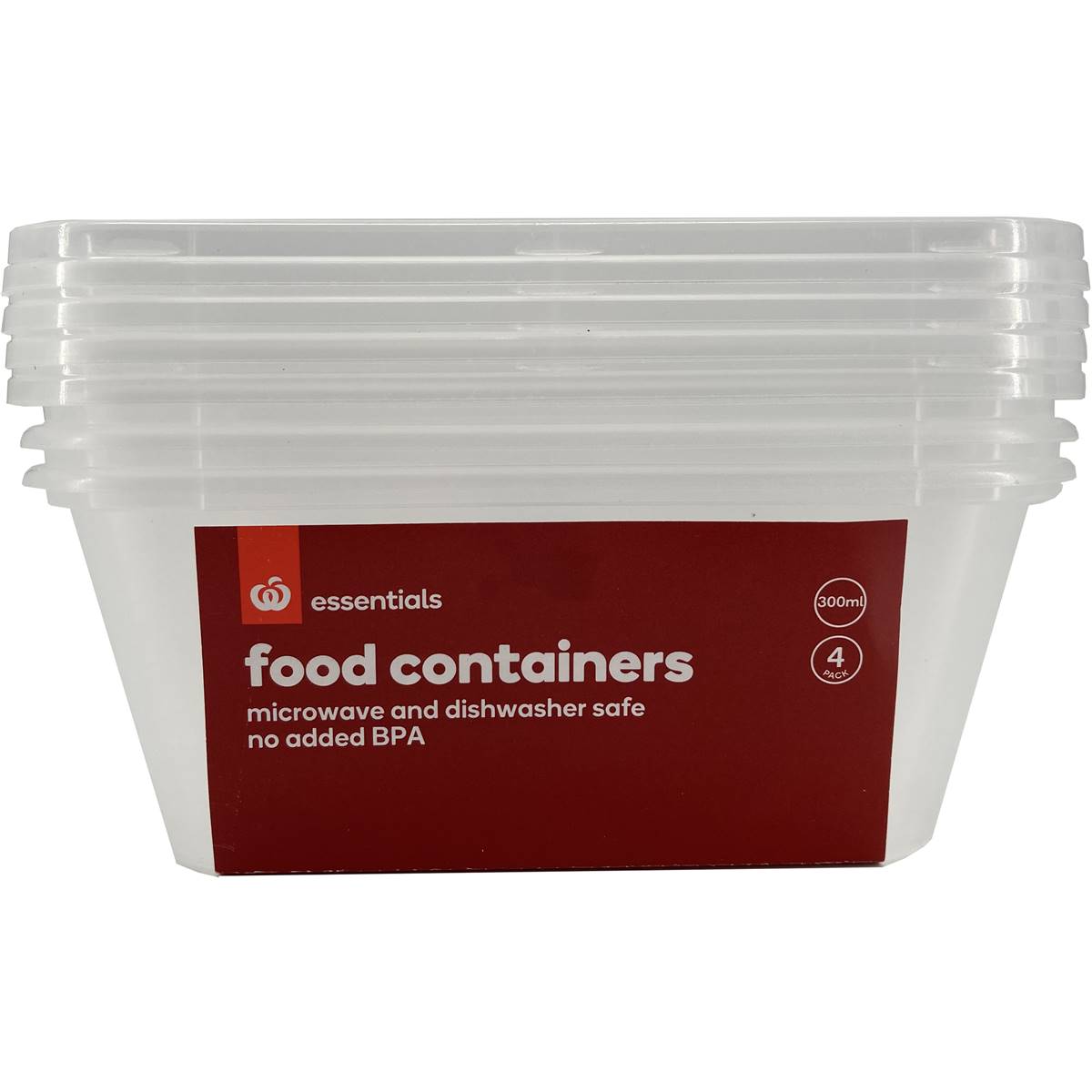 Essentials Plasticware Food Storage 300ml 4 Pack Woolworths