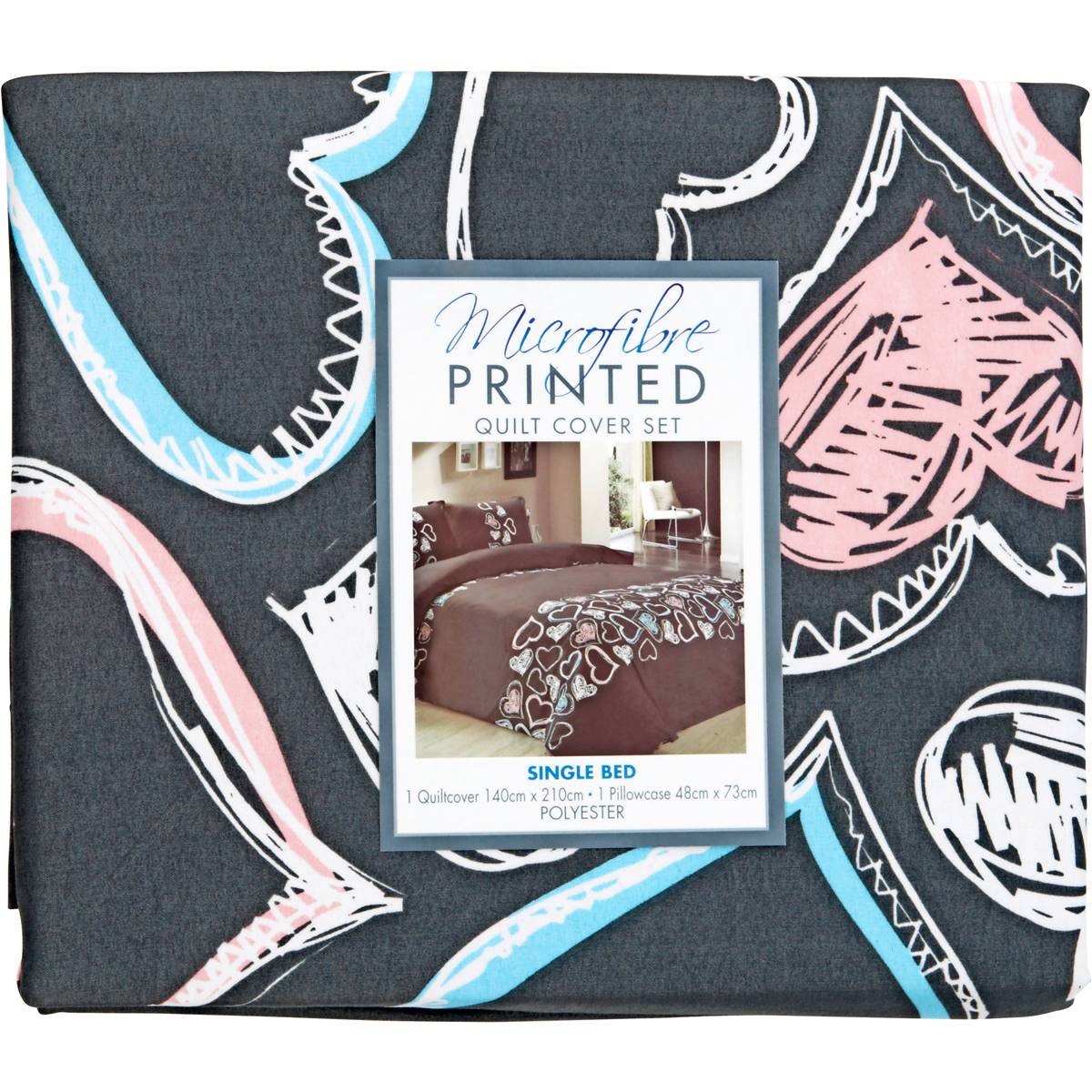 Inspire Microfibre Printed Quilt Cover Set Single Bed Each Woolworths