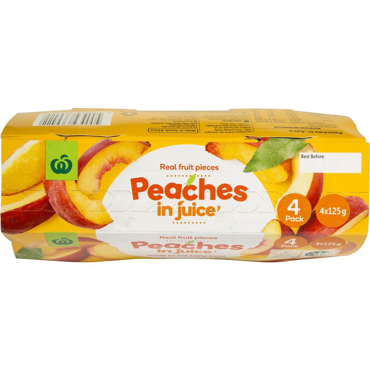 Woolworths Peach In Juice 4x125g Woolworths