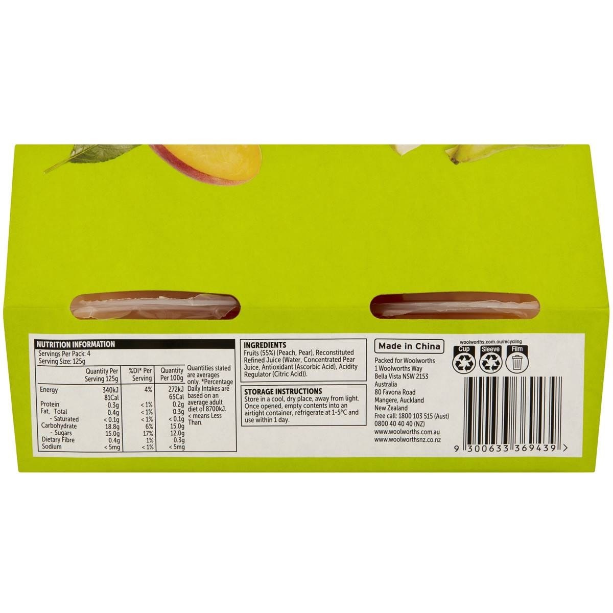 Woolworths Two Fruits In Juice Cups 4 Pack Woolworths