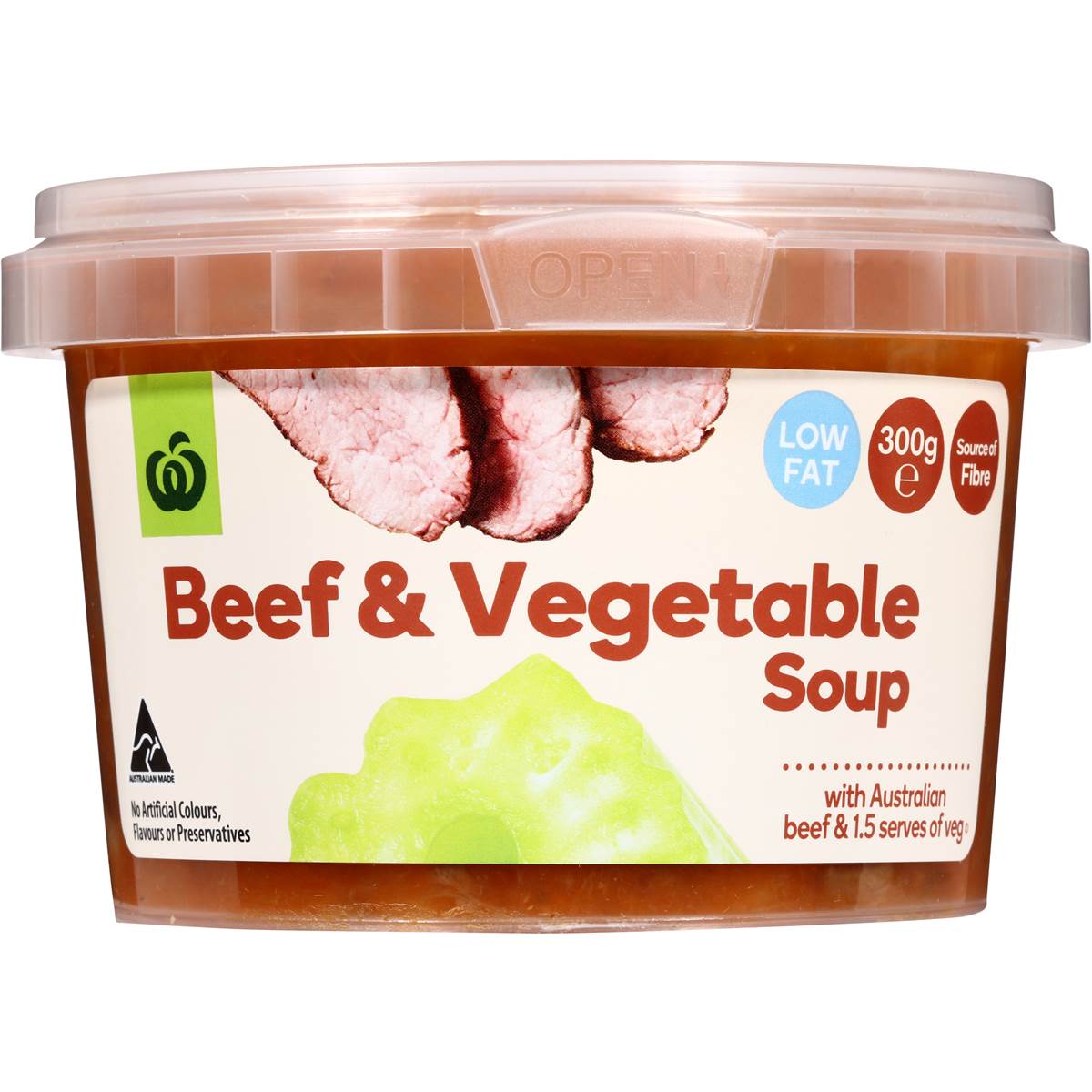 Woolworths Fresh Beef & Vegetable Soup Low Fat 300g Woolworths