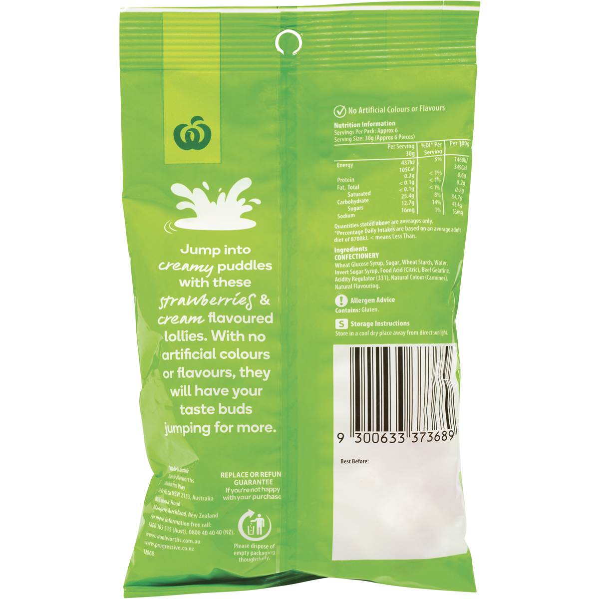 Woolworths Select Strawberries & Cream 190g Woolworths