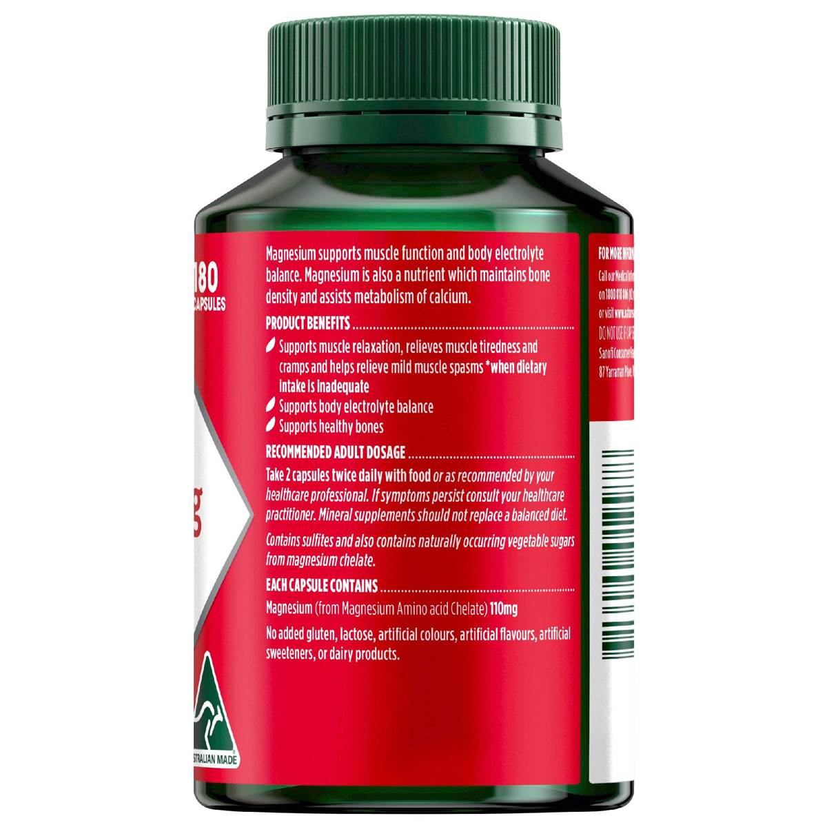 Nature's Own Magnesium Chelate 500mg Muscle Health Capsules 180 Pack ...