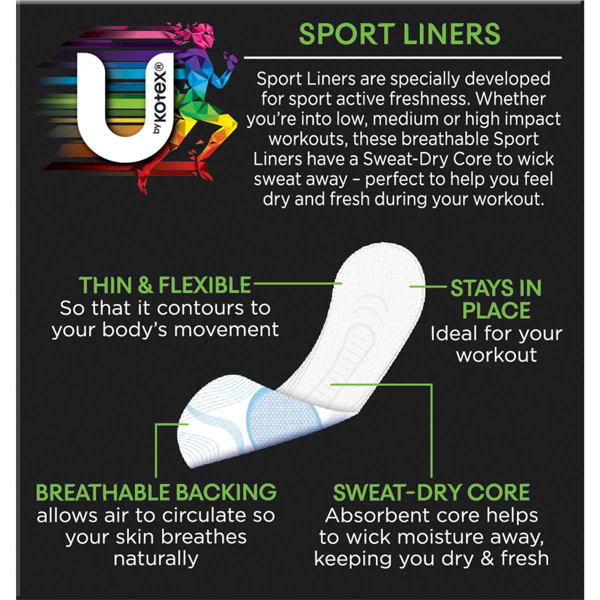 U By Kotex Sport Liners Sport Liners 30 Pack Woolworths