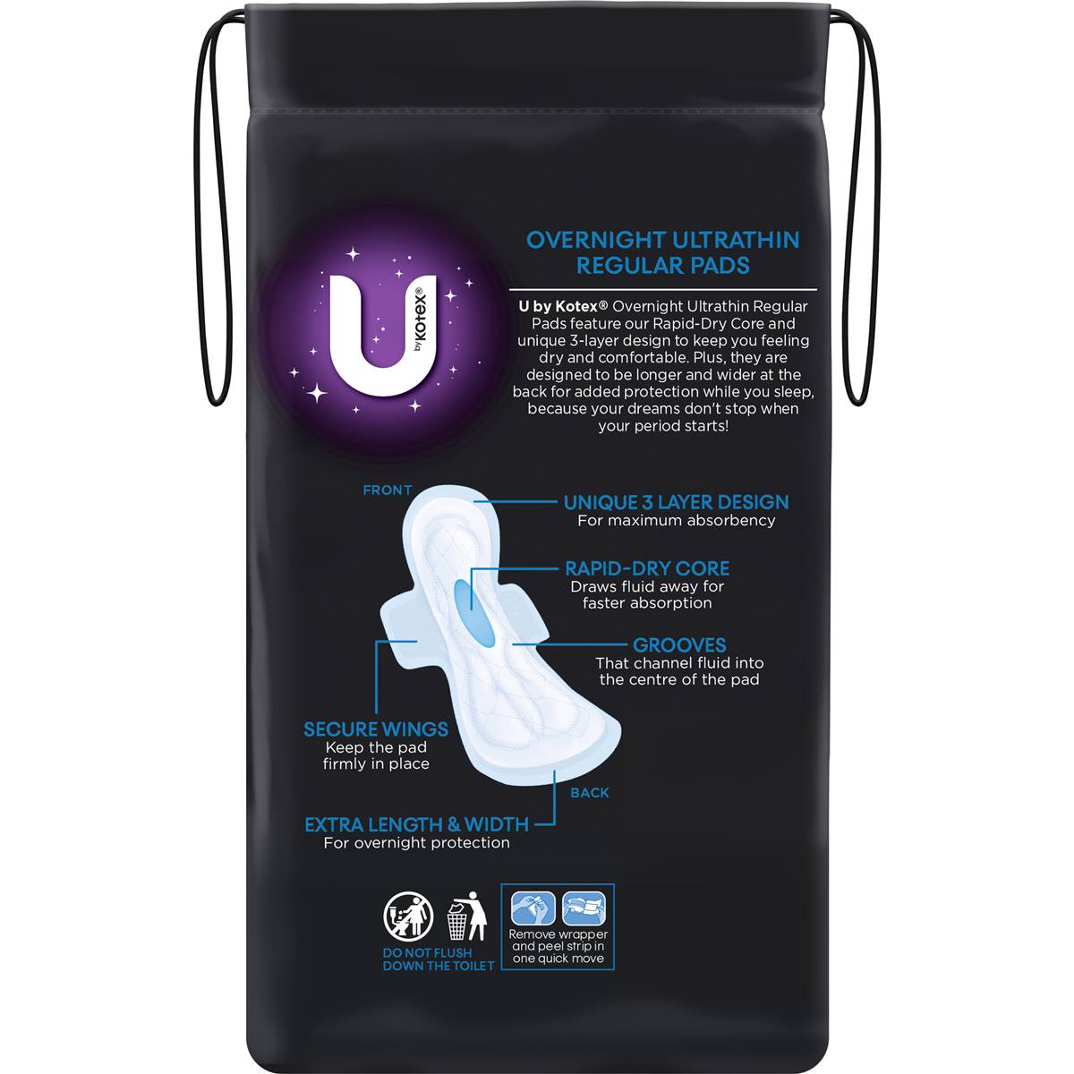 U By Kotex Ultrathin Overnight Pads With Wings 10 Pack Woolworths