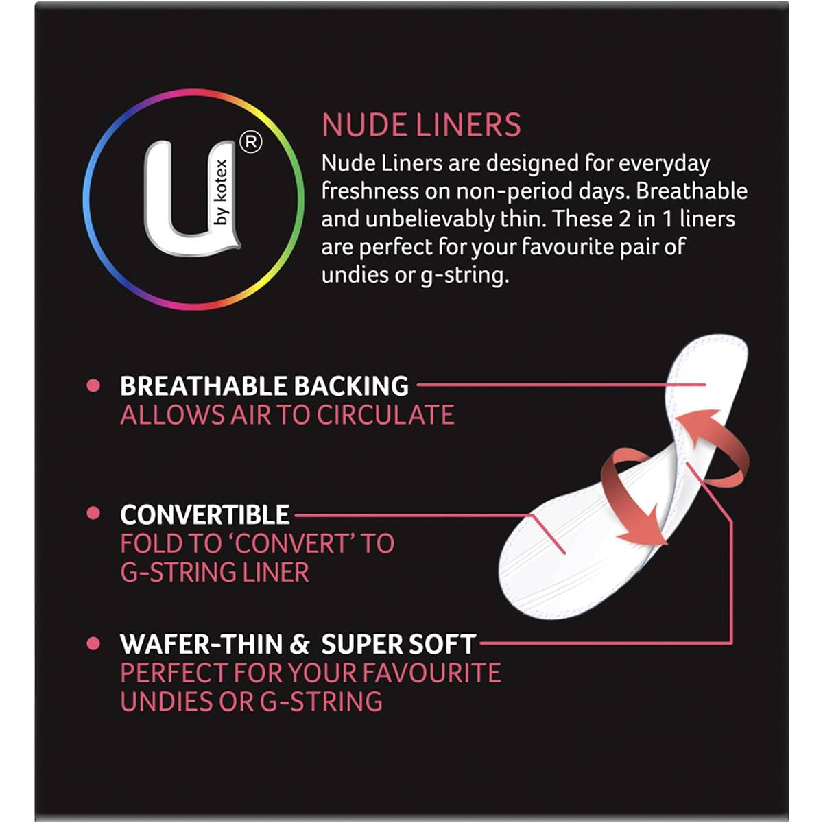 U By Kotex Nude Liners 30 Pack Woolworths