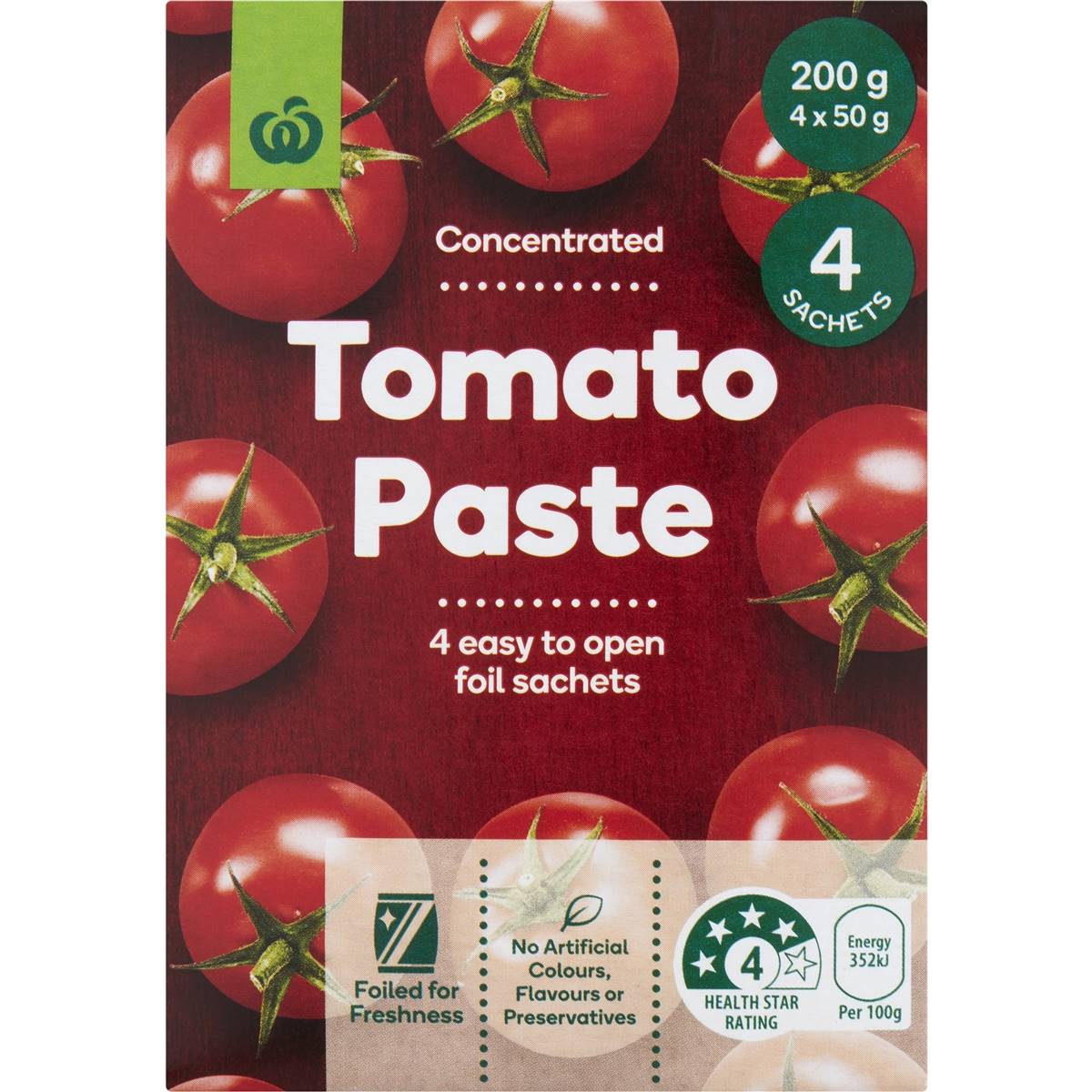 Woolworths Tomato Paste Sachet 4 Pack Woolworths