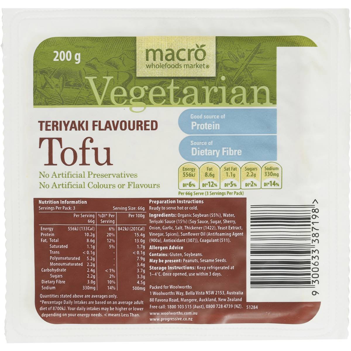 Macro Tofu Teriyaki 200g Woolworths