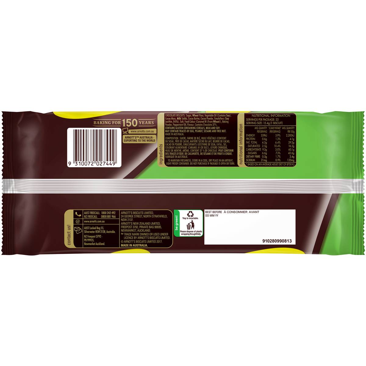 Arnott's Mint Slice Family Pack 337g Woolworths